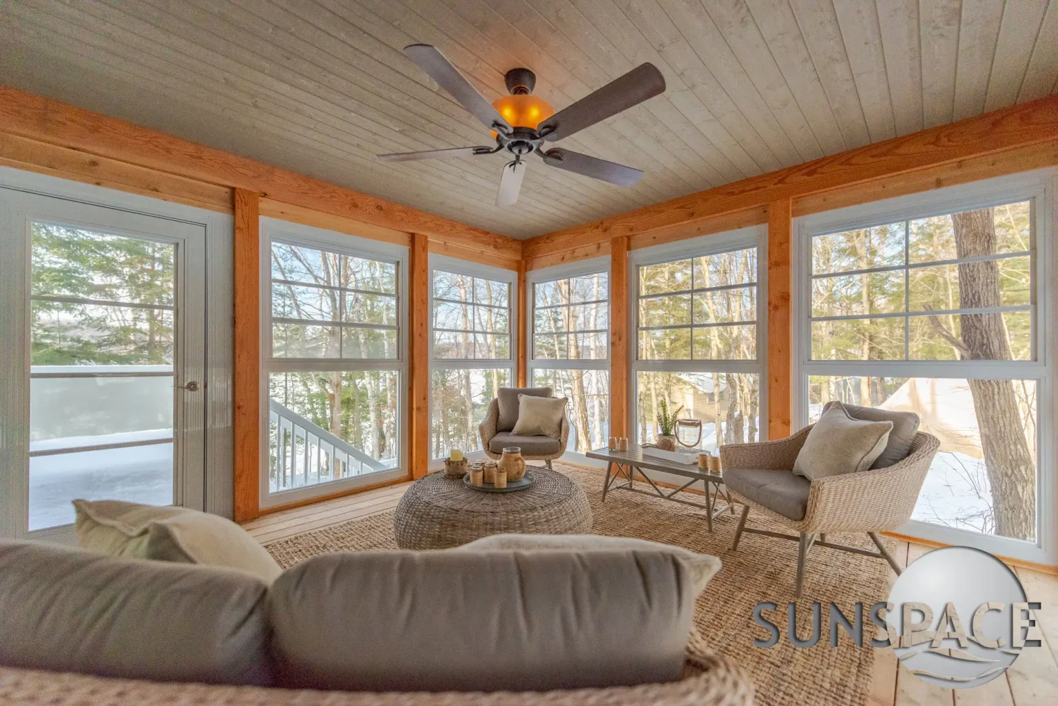 Sunroom with ceiling fan and WeatherMaster™ Windows
